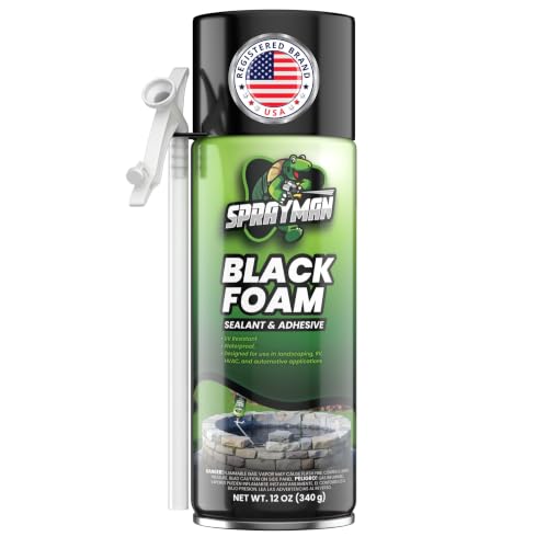 Sprayman Black Waterfall Foam Sealant - (1x12oz) Expanding Polyurethane Pond Foam Sealer, UV Resistant, Water Proof Spray for Landscape & Exterior, Straw Use, 1 Pack - size: 1 Pack