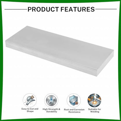 6061 Aluminum Flat Bar, 0.6" Thickness X 3" Width X 8" Length Aluminum Flat Plate, Solid Aluminum Bar for Crafting, Industrial Building - size: 0.6" X 3" X 8"