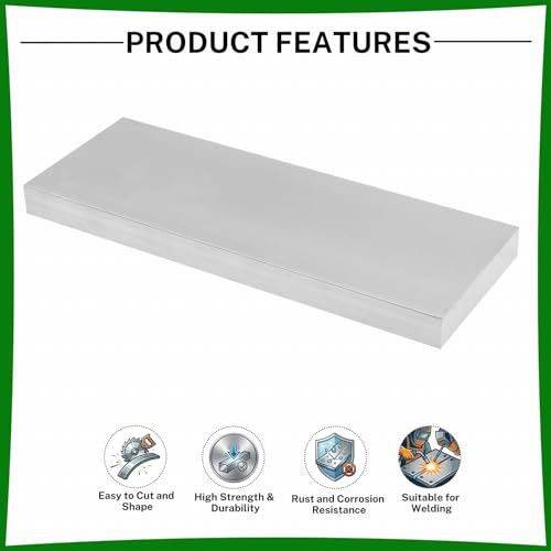 6061 Aluminum Flat Bar, 0.6" Thickness X 3" Width X 8" Length Aluminum Flat Plate, Solid Aluminum Bar for Crafting, Industrial Building - size: 0.6" X 3" X 8"