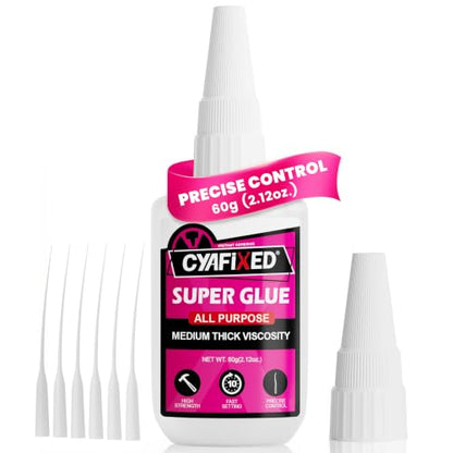 Precise Control Super Glue, 60g Instant Cyanoacrylate CA Glue All-Purpose - size: 2 oz