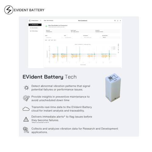 EVB-02 Wi-Fi Vibration & Motion Sensor up to 6.66kHz | 5000mAh Rechargable Battery | 6-Axis IMU (Accel. + Gyro.) | Wi-Fi and AP Mode | API Software Portal | Sensor for Engineering Applications and R&D
