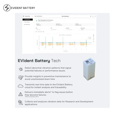 EVB-02 Wi-Fi Vibration & Motion Sensor up to 6.66kHz | 5000mAh Rechargable Battery | 6-Axis IMU (Accel. + Gyro.) | Wi-Fi and AP Mode | API Software Portal | Sensor for Engineering Applications and R&D
