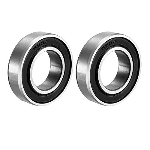 uxcell 6902-2RS Deep Groove Ball Bearing Double Sealed 1180902, 15mm x 28mm x 7mm Carbon Steel Bearings (Pack of 2) - size: 15 mm x 28 mm x 7 mm