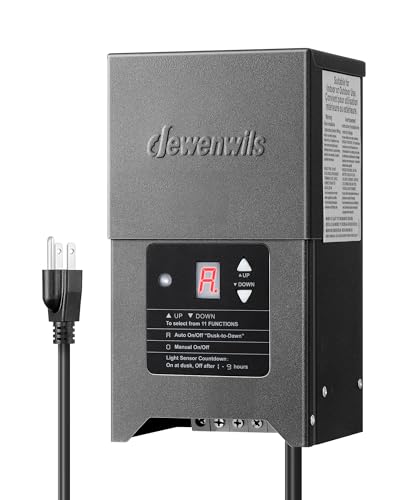 DEWENWILS 300W Low Voltage Landscape Lighting Transformer, 120V to 12/15V AC, Weatherproof Low Voltage Landscape Transformer with Photocell & Timer, Multi Zone Landscape Lighting Transformer - style: metal 300W
