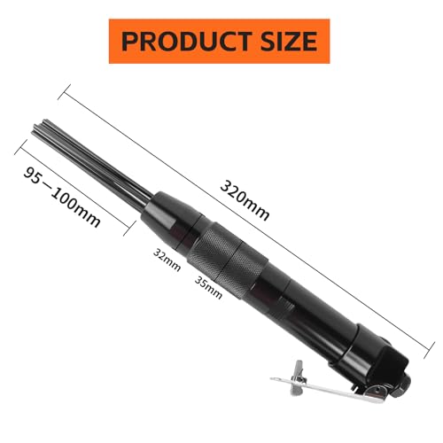 Compact Air Needle Scaler Tool, with 12 Hardened Steel Needles, Pneumatic Rust Paint Weld Slag Dirt Remover