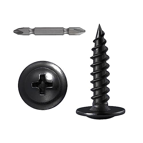 Wensilon（600 pcs）#4×5/8" Phillips Truss Head Wood Screws Black Galvanizing Quick Metal Self Tapping. - color: Black, size: #4×5/8"