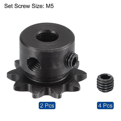 uxcell #25 Chain Roller Sprocket, 6mm Bore 1/4" Pitch 10 Tooth Single Strand Chain Sprocket, C45 Carbon Steel 25 Roller Chain Sprocket with Set Screws for ISO 04C Chain, 2Pcs - size: 23.5mmx6mm