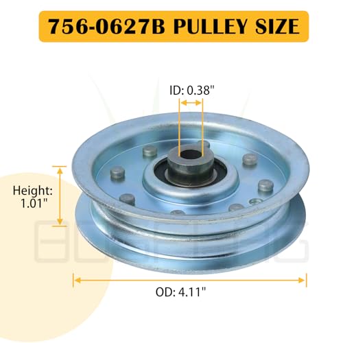 2 Pack 756-0627D Idler Pulley for Cub Cadet LT1046 LT1500 Tractors - color: L11 2x756-0627