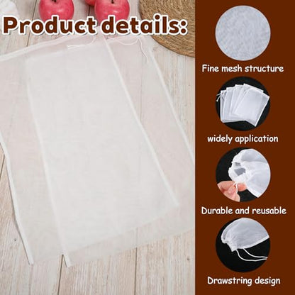 5 Pcs Nylon Brew Bags, Fine Mesh Brewing Bag Reusable Cold Brew Bags, 17.7 x 11.8 Inch Straining Bag for Beer, Wine, Cider - size: 17.7 x 11.8 Inch