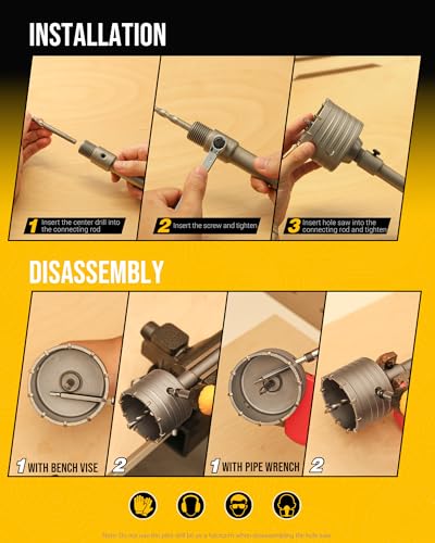 TGFTGF 19PCS Concrete Hole Saw Kit with 300/110mm SDS Plus & 300mm Max Shank and 3 Drill Bits, 30/40/50/65/80/100/110mm Hole Saw Kit, Masonry Hole Cutter Set for Brick, Cement, Stone, Wall Drilling - size: 19PCS - (1-3/16” to 4-5/16”)