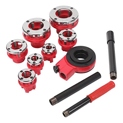 HFS(R Ratchet Pipe Threader Kit Ratcheting Pipe Threading Tool Set (7 dies 3/8", 1/2", 3/4",1", 1-1/4", 1-1/2", and 2") - size: with 7 Dies