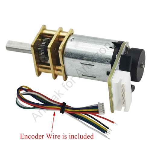2Pcs DC 12V 140RPM N20 Encoder Motor 3-12V 7.5-3000RPM Geared DC Motor for DIY Projects (12-140) - style: 12V 140 RPM