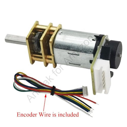 2Pcs DC 12V 140RPM N20 Encoder Motor 3-12V 7.5-3000RPM Geared DC Motor for DIY Projects (12-140) - style: 12V 140 RPM