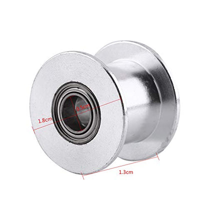 Gt2 Idler Pulley 10mm, 5 Pcs Toothless Bore 5mm Aluminum Aloy Timing Belt Drive Pulley for 3D Printer 10mm Width Timing Belt, Belt Tensioner Pulley Without Teeth