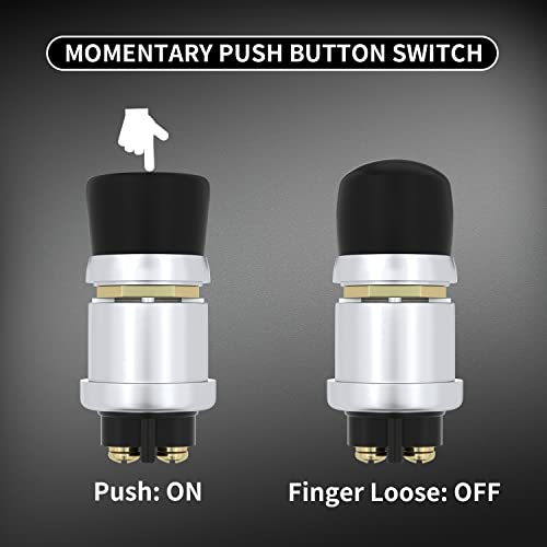 DaierTek Push Start Button Switch 12V 50A Heavy Duty Momentary Push Button Switch Waterproof Weatherproof Engine Starter Marine Horn Button 12 Volt for Auto Motor -3pcs - size: 3Pcs