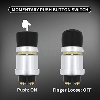 DaierTek Push Start Button Switch 12V 50A Heavy Duty Momentary Push Button Switch Waterproof Weatherproof Engine Starter Marine Horn Button 12 Volt for Auto Motor -3pcs - size: 3Pcs