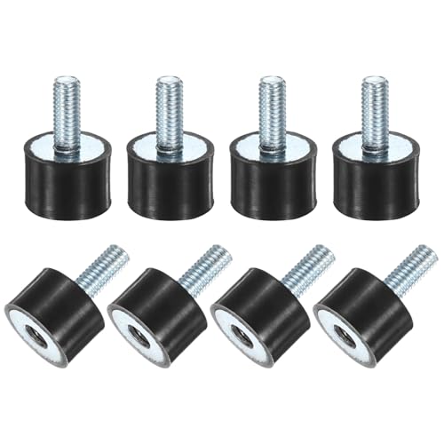 M METERXITY 8-Pack Rubber Mounts D15mmxH10mm Male/Female Vibration Isolators Cylindrical Shock Absorber W M5 x 12mm Studs for Air Compressor/Car/Pump/Boat/Garage Motor/Bobbins Rubber Isolators - size: M5 x 12mm, 15mm x 10mm
