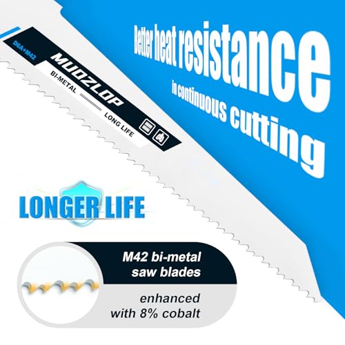 5Pack 12inch 8+10TPI Metal Reciprocating Saw Blades Set - size: 8+10TPI/12 inch