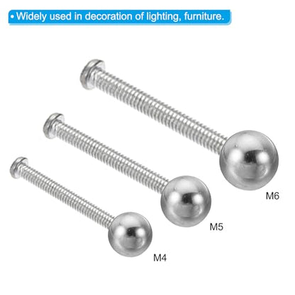 PATIKIL M5x15mm Ball Nuts Knob, 8 Pcs Female Thread 304 Stainless Steel Round Blind Hole Screw Cap Cover for Lighting Machinery DIY Decoration, Silver - size: M5x15mm