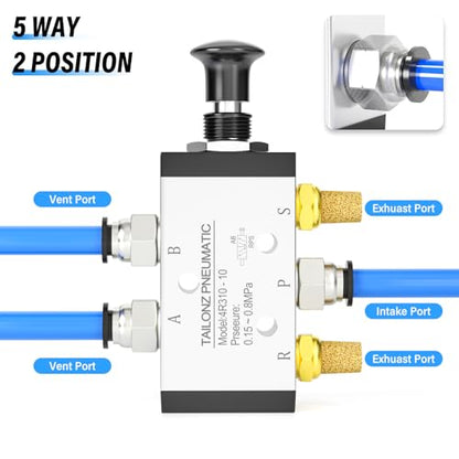 TAILONZ Push Pull Valve 3/8"NPT 5 Way 2 Position 4R310-10 - size: 3/8"NPT
