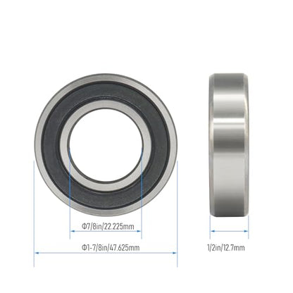 R14-2RS 2 PCS Deep Groove Ball Bearing ID 7/8"×OD 1-7/8"×Width 1/2" Double Black Rubber Sealed Ball Bearing Chrome Steel P0 Z2 Bearing for Industrial Machine and Mechanical Equipment - size: R14-2RS Size 7/8"×1-7/8"×1/2"