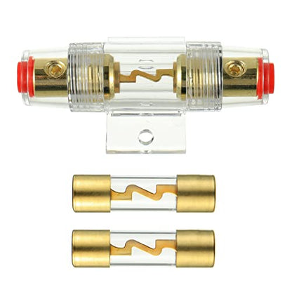 BOJACK 4-8 Gauge AWG in-line 100A AGU Fuse Holder with 100 Amp AGU Fuses for Car Audio, Alarm, Amplifier, Compressors, Waterproof Inline Fuse Holders (100A) - size: 100A
