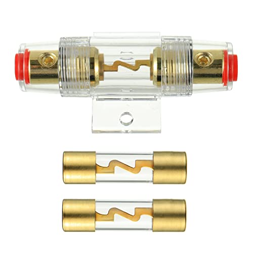 BOJACK 4-8 Gauge AWG in-line 40A AGU Fuse Holder with 40 Amp AGU Fuses for Car Audio, Alarm, Amplifier, Compressors, Waterproof Inline Fuse Holders (40A) - size: 40A