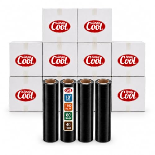 Simply Cool 40 Pack Stretch Wrap 18 Inch 80 Gauge Shrink Wrap Black - color: Black, size: 40 Pack