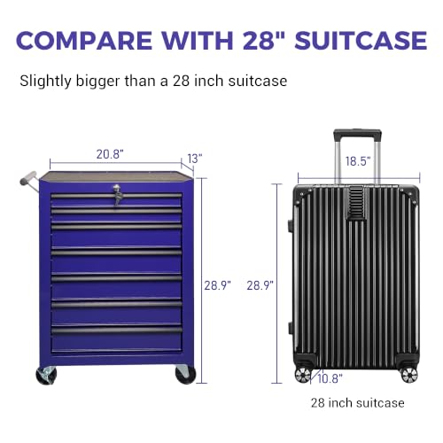 Rolling Metal Tool Chest with 7 Drawers - color: 7-drawer-purple-a