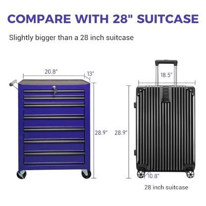 Rolling Metal Tool Chest with 7 Drawers - color: 7-drawer-purple-a