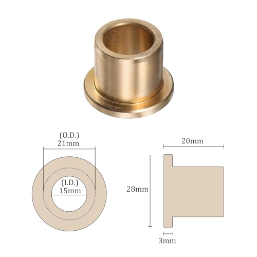 1pcs Bronze Flange Bearing Sleeve [15mm Bore x 21 OD x 20mm Flange Thickness] Self-Lubricating Bushings - size: 15 x 21 x 20mm