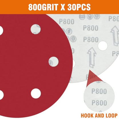 30 PCS 9 Inch Drywall Sanding Discs 800 Grit 6 Hole - color: 6 Hole, size: Grit 800