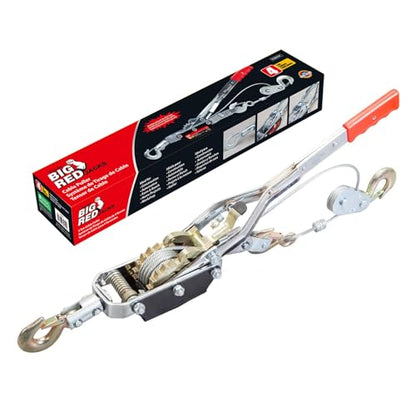 BIG RED 4 Ton Come Along Winch with 12ft Steel Cable & 3 Hooks - style: 4 TON come along