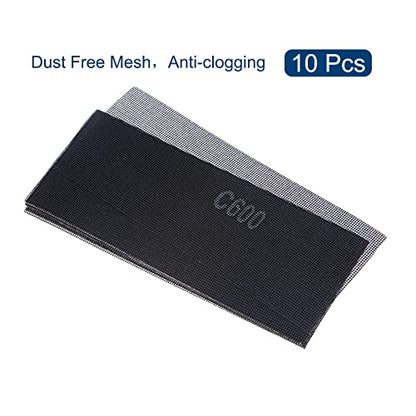 uxcell 10pcs Mesh Sanding Sheets 600 Grits 4-1/2-inch x 11-inch Mesh Sandpaper Pad for Wood Wall Repair, Dust-Free Wet/Dry Polish - style: 600 Grit