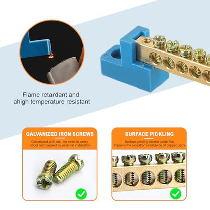 4PCS Grounding Bus Bar 10 Positions - size: 10 Positions-4Pcs