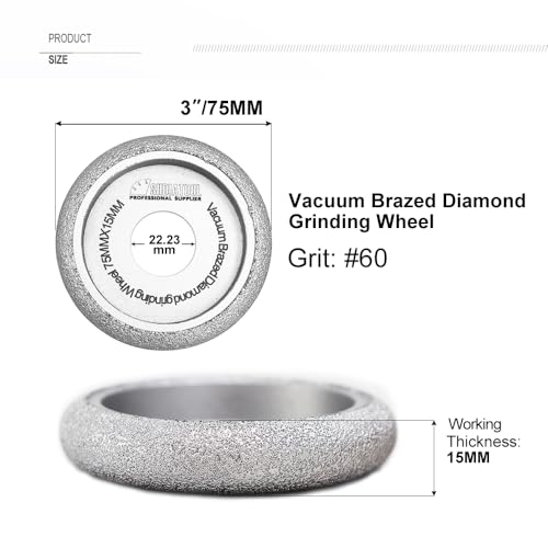 SHDIATOOL 3-Inch Convex Diamond Profile Grinding Wheel #60 75mm for Stone - size: Height 15mm