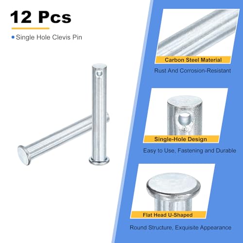 uxcell 12Pcs M10 x 65mm Single Hole Clevis Pins, Zinc-Plated Carbon Steel Flat Head Hitch Pins for Trailer Latch, Mechanics Repair, Furniture Installation, Industrial Equipment - size: M10 x 65mm