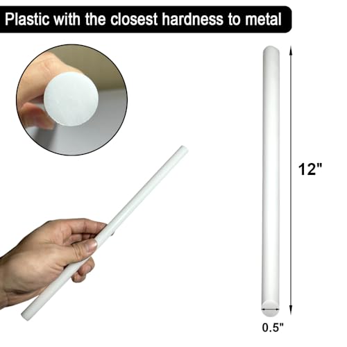 2Pack Round Acetal Copolymer Rods - 1/2 -Inch Diameter and 12-Inch Length Opaque White Acetal Copolymer Rods （POM-C） Standard Tolerance Perfect for Non-Marring Fixtures(0.5in×12in) - size: 1/2" x 12"