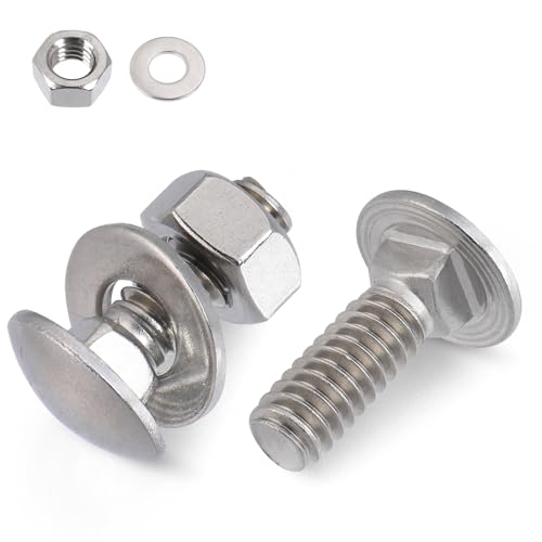 VGBUY 1/4-20 x 3/4" Carriage Bolts Screws 26 Sets, 304 Stainless Steel 18-8, Round Head Square Neck, Carriage Bolts and Nuts Kit, with Flat Washers - size: 1/4-20 x 3/4" (26 Sets)