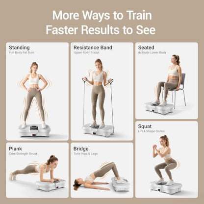 Vibration Plate Exercise Machine 450lbs Capacity Full Body Shaker Platform - color: White