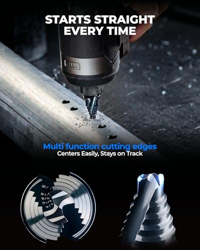 toolant Mini Step Drill Bit, 1", 1/4"-1/2", M2 HSS, 1/4" Hex Shank - size: 1/4"-1/2"