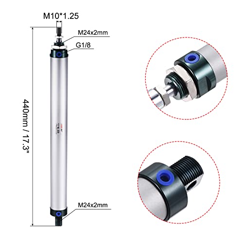 MECCANIXITY Pneumatic Air Cylinder Double Action MAL32X300 32mm Bore 300mm Stroke with Y Connector and 4Pcs Quick Fitting Set - size: 32X300 mm