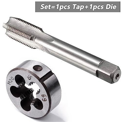 M20 X 1.5 Metric Tap and Die Set M20 X 1.5mm HSS Straight Fluted Machine Thread Right Hand Screw Tap and Round Threading Die - color: m20*1.5