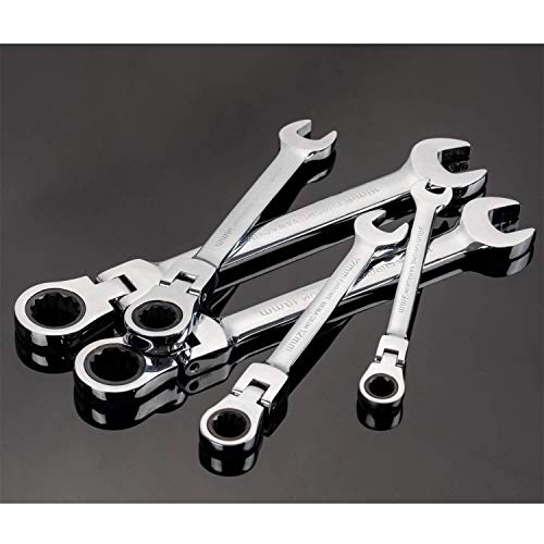 Qnkaa Flexible Ratchet Wrench Set 8pcs 9-17mm Spanner Gear Ring - size: Metric 8pcs