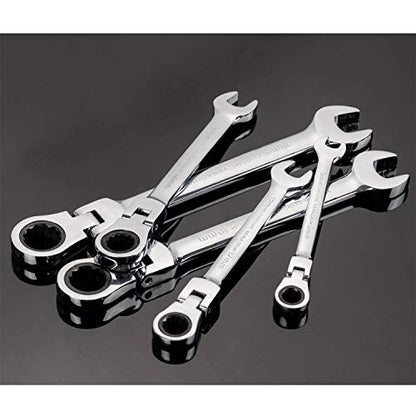 Qnkaa Flexible Ratchet Wrench Set 8pcs 9-17mm Spanner Gear Ring - size: Metric 8pcs