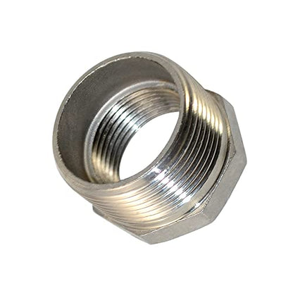 1-1/4" Male NPT to 1" Female NPT Female Reducing/Reducer Bushing Pipe Fitting,Adapter,Stainless Steel SS 304 Hex Bushing - size: 1-1/4" Male to 1" Female