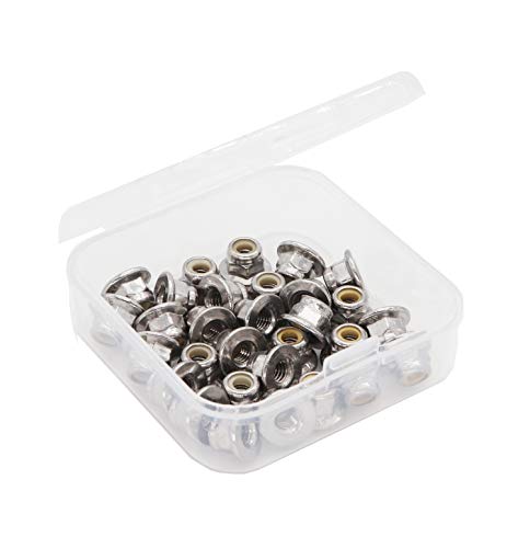 cSeao 30pcs M4-0.7mm Flange Nylon Inserted Lock Nuts 304 Stainless Steel 18-8 A2-70, DIN6926 - size: M4 30pcs