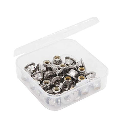 cSeao 30pcs M4-0.7mm Flange Nylon Inserted Lock Nuts 304 Stainless Steel 18-8 A2-70, DIN6926 - size: M4 30pcs