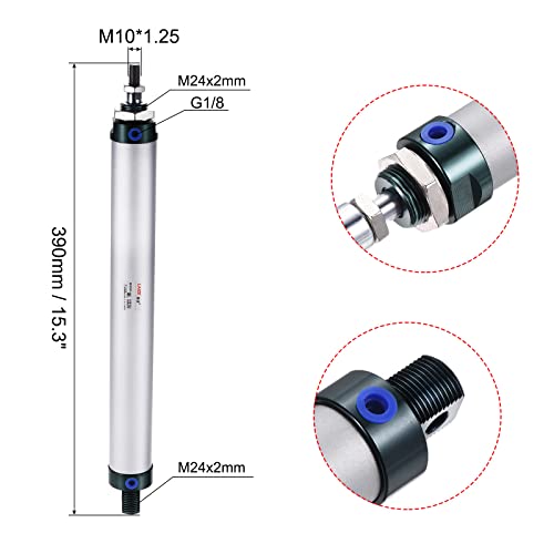 MECCANIXITY Pneumatic Air Cylinder Double Action MAL32X250 32mm Bore 250mm Stroke with Y Connector and 4Pcs Quick Fitting Set - size: 32X250 mm
