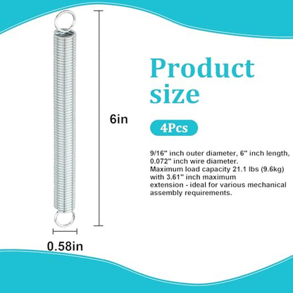 9671 Extension Spring,0.072 GA x 9/16 in. x 6 in.Closed Single Loop(4 Pack)
